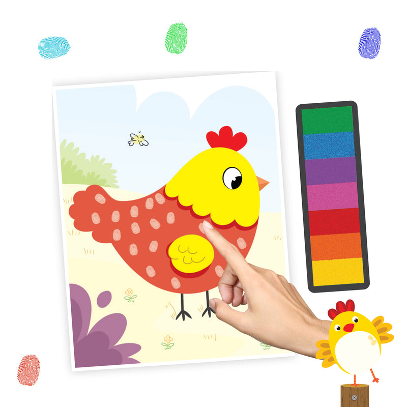 Fingerprint Art Activity Book for Children - Farm with Thumbprint Gadget : Children Colouring & Activity Book By Dreamland