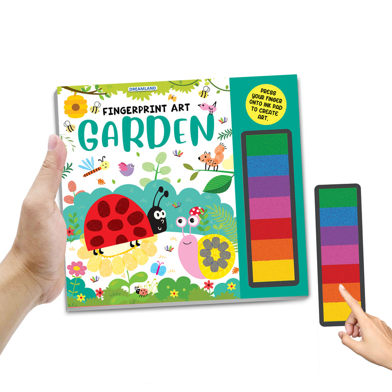 Fingerprint Art Activity Book for Children - Garden with Thumbprint Gadget : Children Colouring & Activity Book By Dreamland