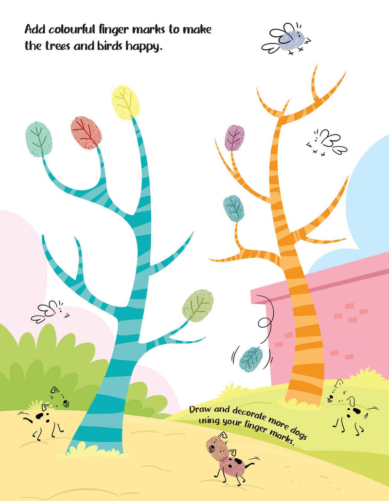 Fingerprint Art Activity Book for Children - Garden with Thumbprint Gadget : Children Colouring & Activity Book By Dreamland