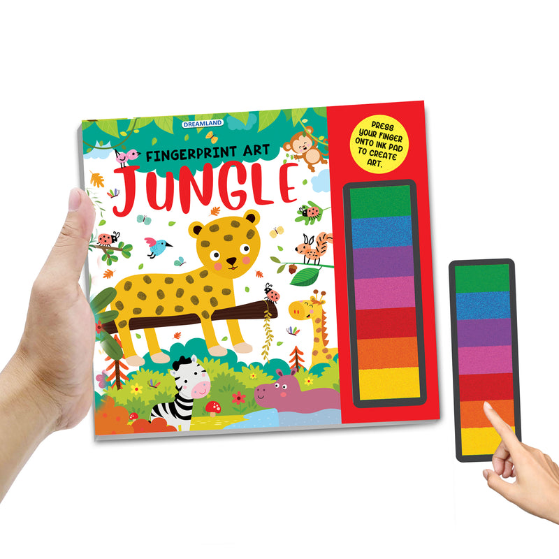 Fingerprint Art Activity Book for Children - Jungle with Thumbprint Gadget : Children Colouring & Activity Book By Dreamland