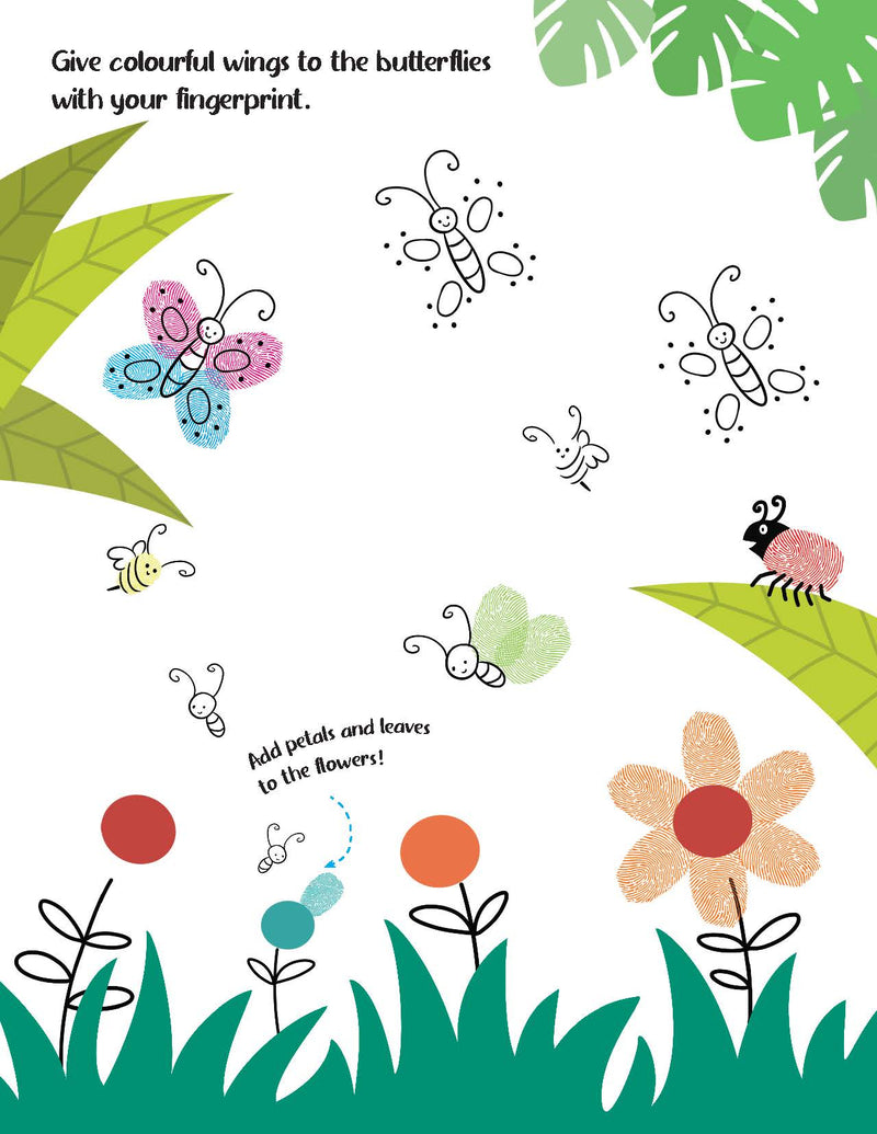 Fingerprint Art Activity Book for Children - Jungle with Thumbprint Gadget : Children Colouring & Activity Book By Dreamland