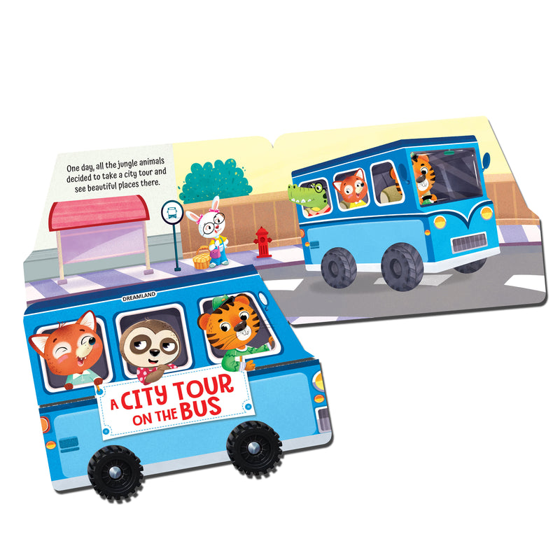 A City Tour on the Bus- A Shaped Board book with Wheels : Children Picture Book By Dreamland