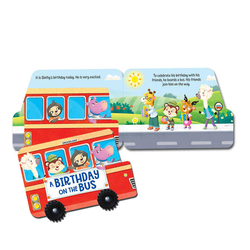 A Birthday on the Bus - A Shaped Board book with Wheels : Children Picture Book By Dreamland