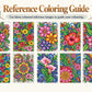 10 Poster Blooming Canvas Floral Whispers | Premium A4 Zentangle Doodle Coloring Kit | Coloring Guide Included