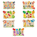 Little Berry My First Wooden Puzzle Tray (Set of 7): All 7 - Knob and Peg Puzzle Multicolour - 36 Pegs