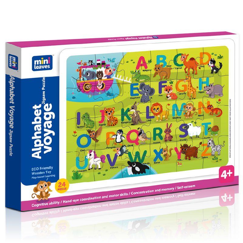 Mini Leaves Alphabets Voyage Jigsaw Puzzle 24 Piece Puzzle for Kids