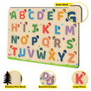 Little Berry Alphabet Letters Wooden Puzzle Tray - Knob and Peg Puzzle Multicolour - 26 Pegs