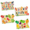 Little Berry My First Wooden Puzzle Tray (Set of 4): ABC, Numbers, Fruits & Vegetables - Knob and Peg Puzzle Multicolour - 36 Pegs