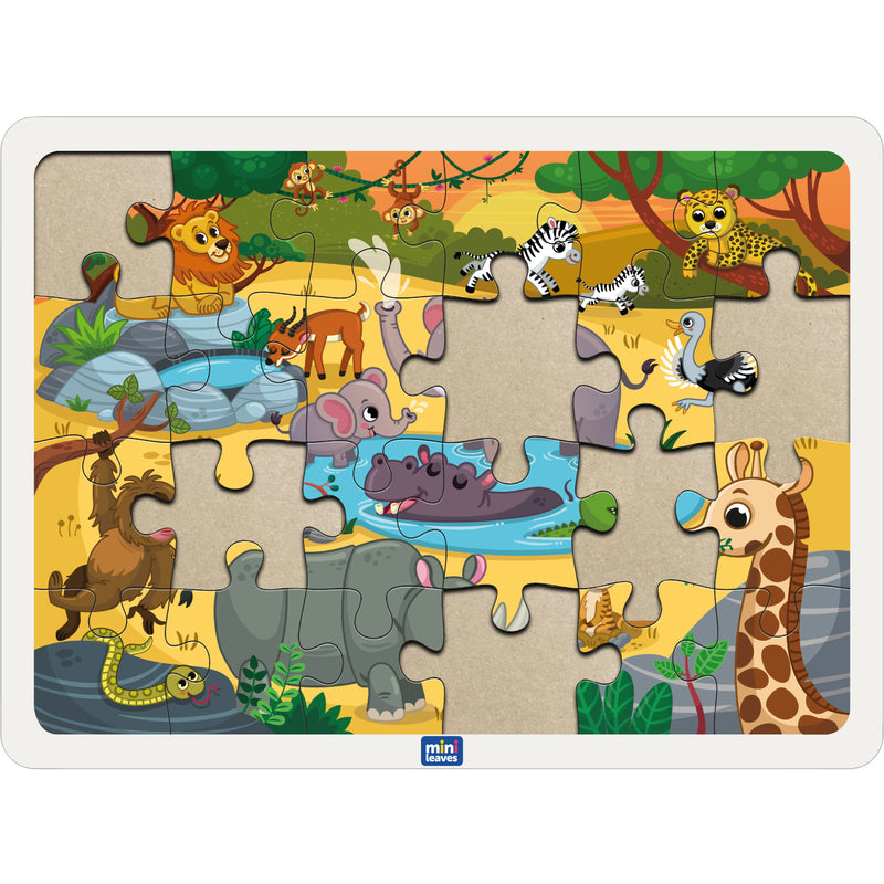 Mini Leaves Wild Animals 35 pieces wooden Jigsaw Puzzles