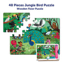 Mini Leaves Jungle Birds 48 Piece Wooden Jigsaw Floor Puzzle with Knowledge Cards