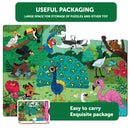 Mini Leaves Jungle Birds 48 Piece Wooden Jigsaw Floor Puzzle with Knowledge Cards