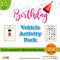 BIRTHDAY THEME VEHICLE ACTIVITY PACK
