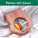 Owl-Shaped Neem wood Teether Rattle for 3 Months and Up