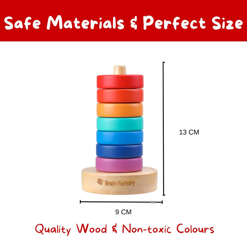 Wooden Rainbow Stacking Toy For Kids 12 Months and Up