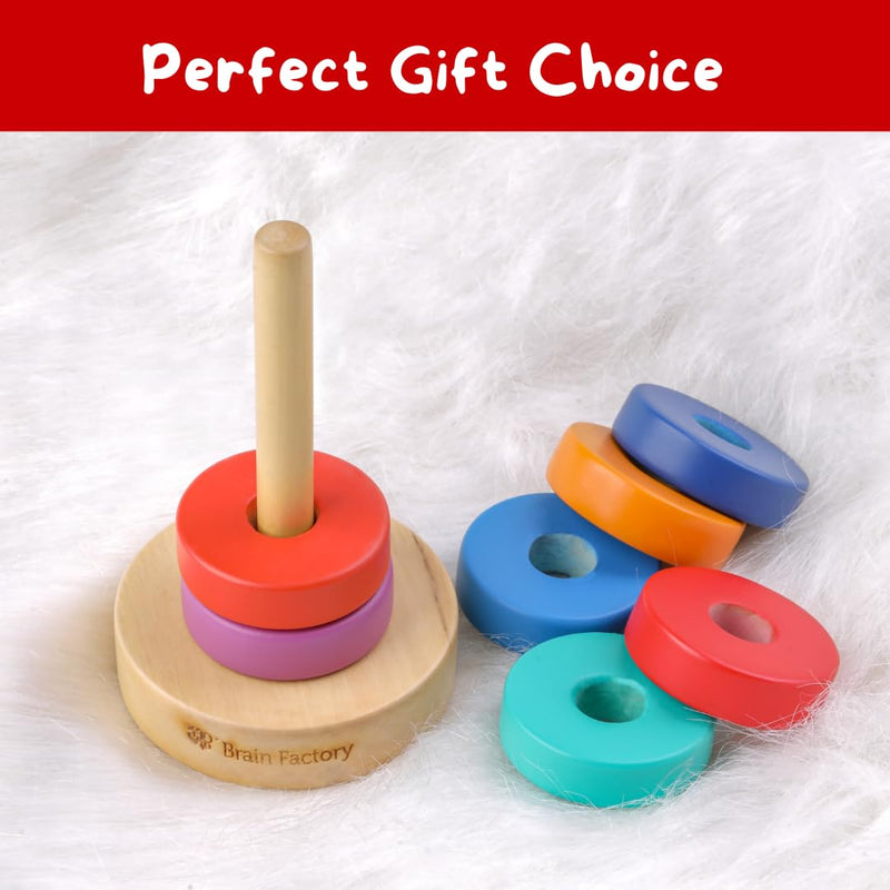 Wooden Rainbow Stacking Toy For Kids 12 Months and Up