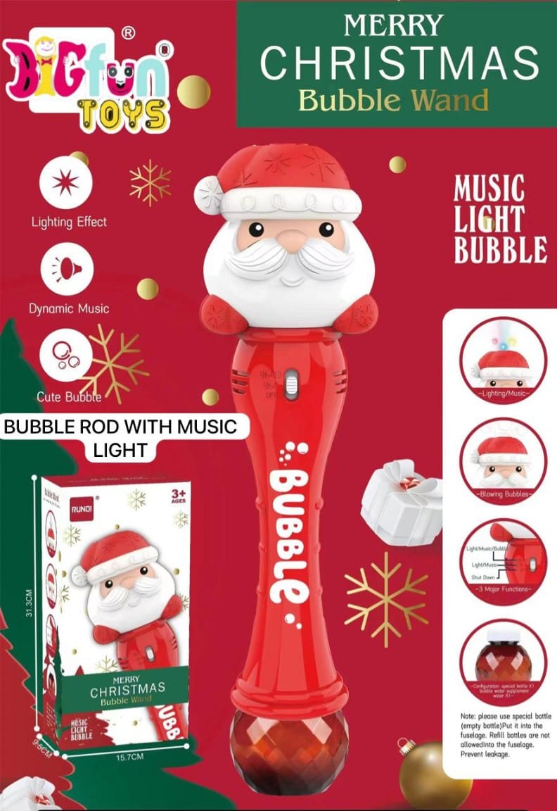 Santa Claus Bubble Wand with Music and Light