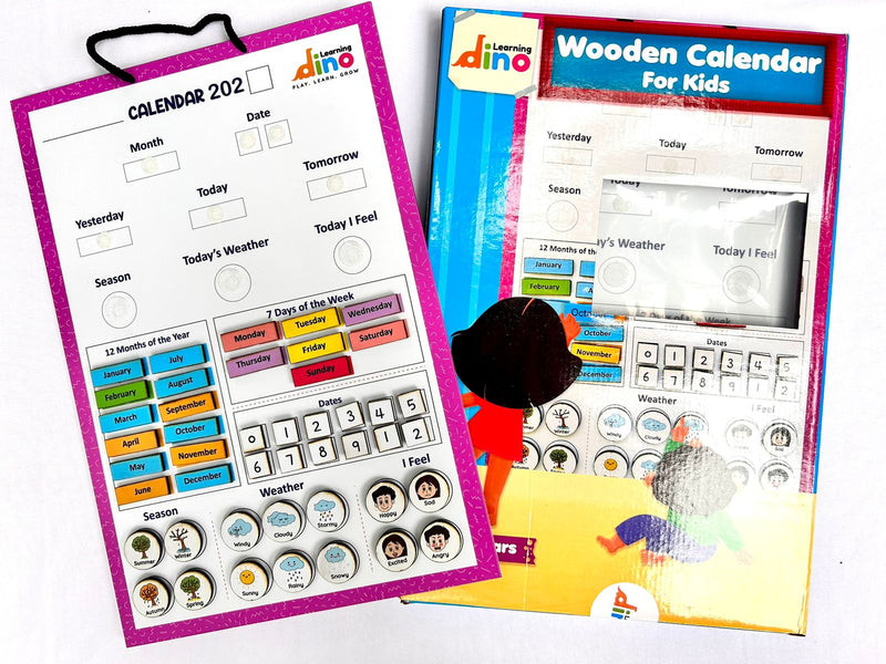 Wooden Calendar For kids ( Pink)