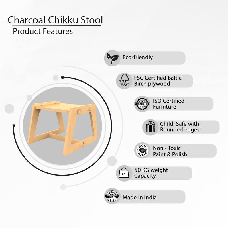 Charcoal Chikku Stool-Natural (Pre-Order)