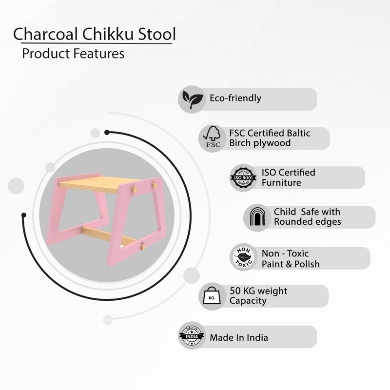 Charcoal Chikku Stool-Pink (Pre-Order)