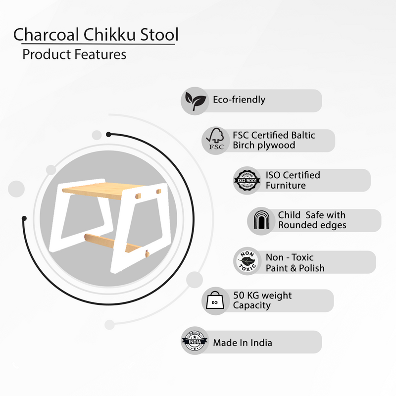Charcoal Chikku Stool-White (Pre-Order)