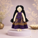Radha – Handmade Soft Doll for Kids in Purple Dress with Golden Motifs | Perfect for Gifting, Rakshabandhan, Birthdays