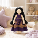 Radha – Handmade Soft Doll for Kids in Purple Dress with Golden Motifs | Perfect for Gifting, Rakshabandhan, Birthdays