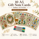 Indian Art Forms DIY Coloring Gift Note Cards – Set of 10 | A5 Size | 200 GSM | Birthdays, Weddings, Anniversaries, Housewarming gifts, Festive hampers