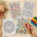 Indian Art Forms DIY Coloring Gift Note Cards – Set of 10 | A5 Size | 200 GSM | Birthdays, Weddings, Anniversaries, Housewarming gifts, Festive hampers