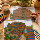 India Monuments Mega Coloring Combo - 10 Poster Mega Art Combo | 2 Themes - Monuments of India & Forts of India | Premium Art Sheets with Coloring Pens | Perfect for Gifting Adults, Kids, Teens