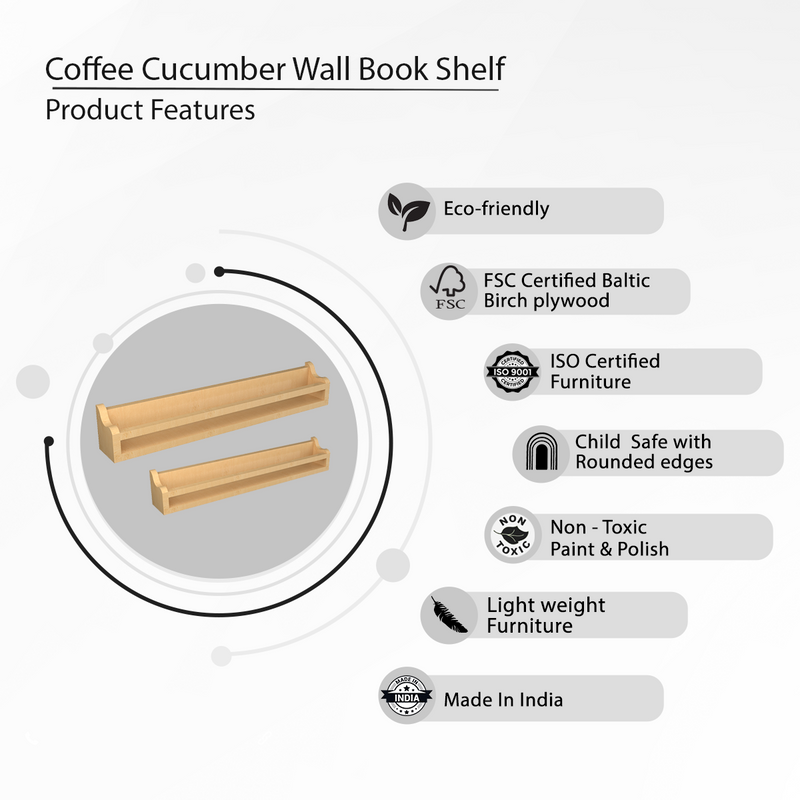 Coffee Cucumber Wall Book Shelf-Natural (Pre-Order)