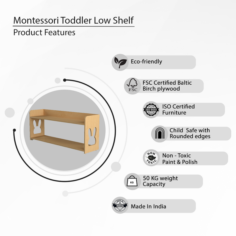 Cream Strawberry Montessori Toddler Low Shelf-Natural (Pre-Order)