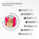 Cyan Lemon Bunny Organiser-Fluorescent Pink (Pre-Order)
