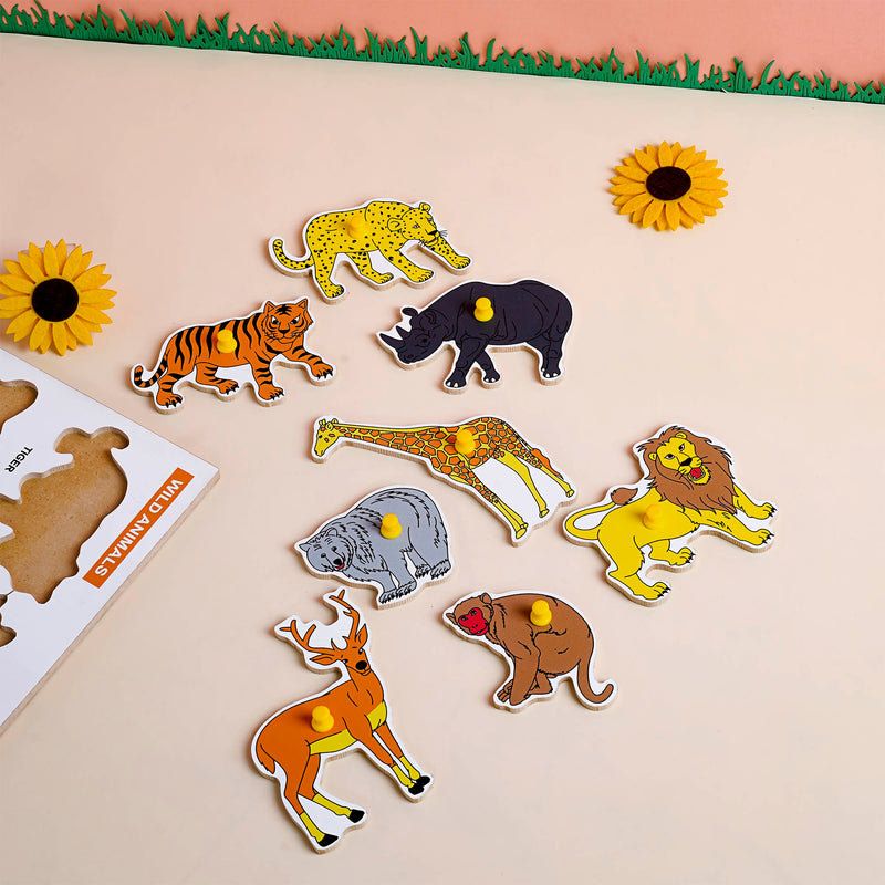 The Little boo Wooden Wild Animals Puzzle for Kids