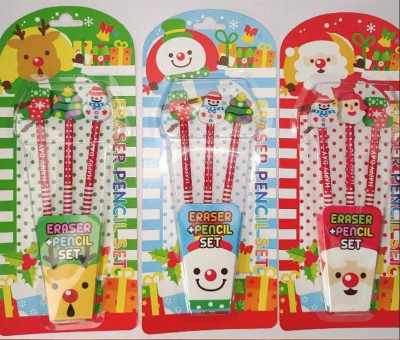 Christmas Eraser Pencil Set
