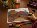 India Monuments Mega Coloring Combo - 10 Poster Mega Art Combo | 2 Themes - Monuments of India & Forts of India | Premium Art Sheets with Coloring Pens | Perfect for Gifting Adults, Kids, Teens