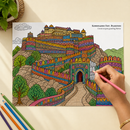 India Monuments Mega Coloring Combo - 10 Poster Mega Art Combo | 2 Themes - Monuments of India & Forts of India | Premium Art Sheets with Coloring Pens | Perfect for Gifting Adults, Kids, Teens