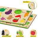 Little Berry My First Wooden Puzzle Tray (Set of 2): Fruits & Vegetables  - Knob and Peg Puzzle Multicolour - 36 Pegs