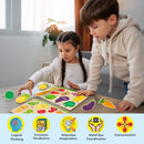 Little Berry My First Wooden Puzzle Tray (Set of 2): Fruits & Vegetables  - Knob and Peg Puzzle Multicolour - 36 Pegs