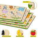 Little Berry My First Wooden Puzzle Tray (Set of 4): Fruits, Vegetables, Jungle Animals, Farm Animals - Knob and Peg Puzzle Multicolour - 36 Pegs