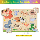 Little Berry My First Wooden Puzzle Tray (Set of 4): Fruits, Vegetables, Jungle Animals, Farm Animals - Knob and Peg Puzzle Multicolour - 36 Pegs