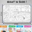 GIANT JUNGLE SAFARI COLOURING POSTER, GIANT AT THE MALL COLOURING POSTER, GIANT PRINCESS CASTLE COLOURING POSTER and GIANT CIRCUS COLOURING POSTER | Set of 4 Posters I Giant Coloring Posters Master Collection