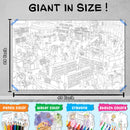 GIANT JUNGLE SAFARI COLOURING POSTER, GIANT AT THE MALL COLOURING POSTER, GIANT PRINCESS CASTLE COLOURING POSTER and GIANT SPACE COLOURING POSTER | Set of 4 Posters I Giant Coloring Posters Gift Set