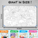 GIANT JUNGLE SAFARI COLOURING POSTER, GIANT AT THE MALL COLOURING POSTER, GIANT PRINCESS CASTLE COLOURING POSTER and GIANT DRAGON COLOURING POSTER | Gift Pack of 4 Posters I  Coloring Posters jumbo Pack
