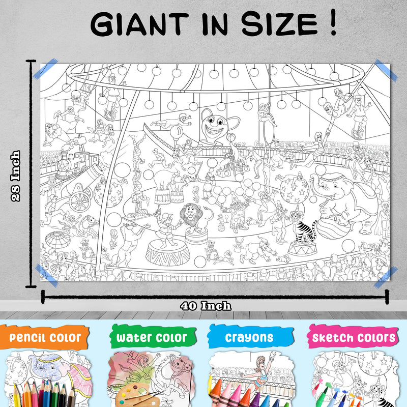 GIANT AT THE MALL COLOURING POSTER, GIANT PRINCESS CASTLE COLOURING POSTER, GIANT CIRCUS COLOURING POSTER and GIANT DINOSAUR COLOURING POSTER | Combo pack of 4 Posters I value gift pack