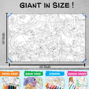 GIANT CIRCUS COLOURING POSTER, GIANT DINOSAUR COLOURING POSTER, GIANT AMUSEMENT PARK COLOURING POSTER and GIANT SPACE COLOURING POSTER | Combo pack of 4 Posters I large colouring posters for adults