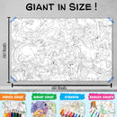 GIANT CIRCUS COLOURING POSTER, GIANT DINOSAUR COLOURING POSTER, GIANT AMUSEMENT PARK COLOURING POSTER and GIANT DRAGON COLOURING POSTER | Pack of 4 Posters I best colouring poster for 9+ years