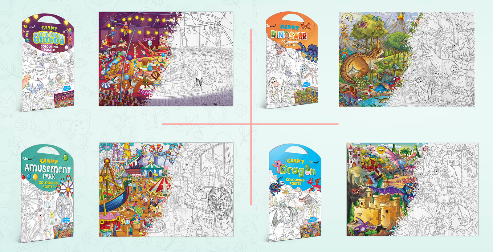 JoGenii|GIANT-CIRCUS-COLOURING-POSTER,-GIANT-DINOSAUR-COLOURING-POSTER ...