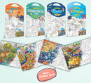 GIANT DINOSAUR COLOURING POSTER, GIANT AMUSEMENT PARK COLOURING POSTER, GIANT SPACE COLOURING POSTER and GIANT DRAGON COLOURING POSTER | Combo of 4 Posters I Giant Coloring Posters Grand Collection