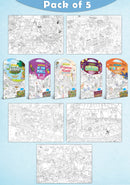 GIANT JUNGLE SAFARI COLOURING POSTER, GIANT AT THE MALL COLOURING POSTER, GIANT PRINCESS CASTLE COLOURING POSTER, GIANT CIRCUS COLOURING POSTER and GIANT DINOSAUR COLOURING POSTER | Set of 5 Posters I Giant Coloring Posters Super Value Pack