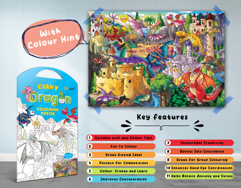 GIANT AT THE MALL COLOURING , GIANT PRINCESS CASTLE COLOURING , GIANT CIRCUS COLOURING , GIANT DINOSAUR COLOURING , GIANT AMUSEMENT PARK COLOURING  and GIANT DRAGON COLOURING  | Combo of 6 s I Coloring  gift set